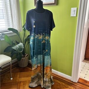 SHEIN Navy and Gold Maxi Dress